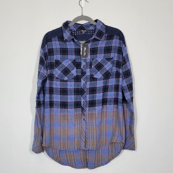 MISS ME  plaid washed button down shirt Sz S NEW - Picture 9 of 12